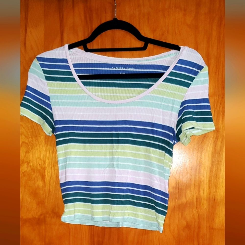 American Eagle Multicolor Striped Women's Crop Top Size Small